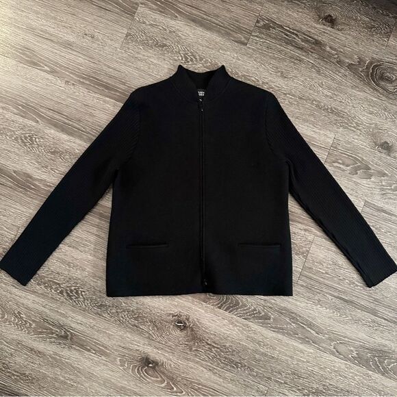 Eileen Fisher Wool Jacket with Ribbed Sleeves - Picture 1 of 8